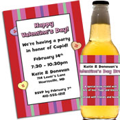 Valentine's Day candy heart theme invitations and party favors